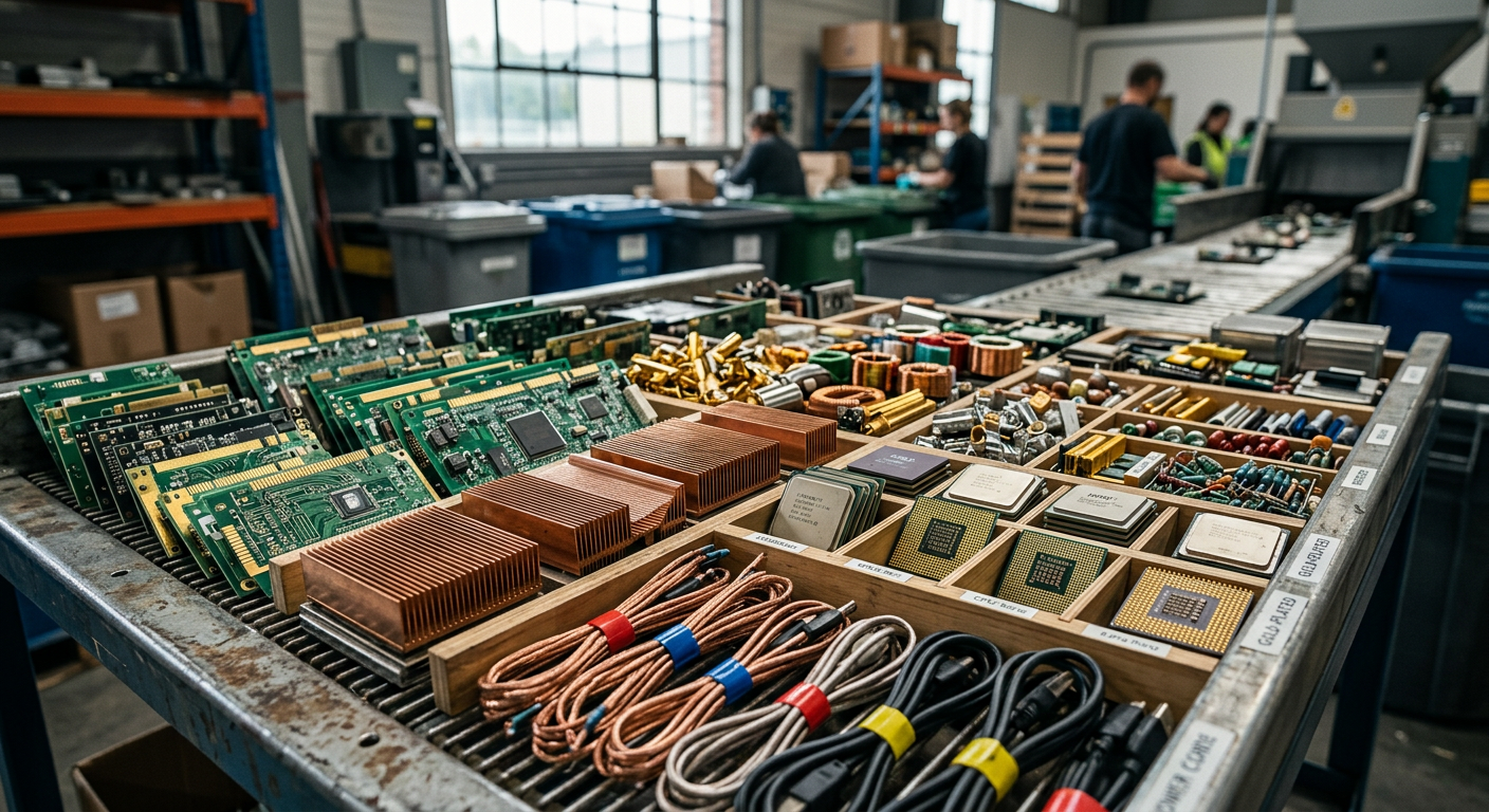 E-scrap — circuit boards, servers, hard drives